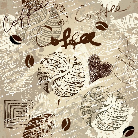 Seamless pattern. Coffee grunge pattern for menuのイラスト素材