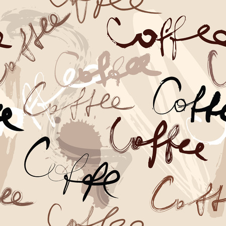 Seamless background pattern. Coffee words pattern for menuのイラスト素材