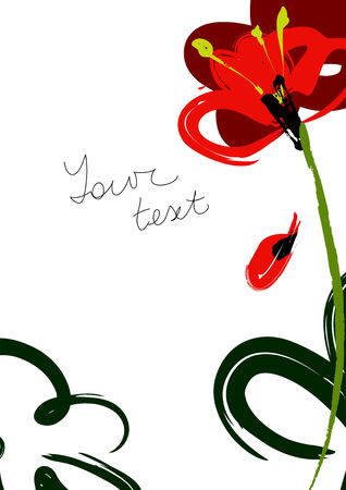 Bordered Background with painted flowerのイラスト素材