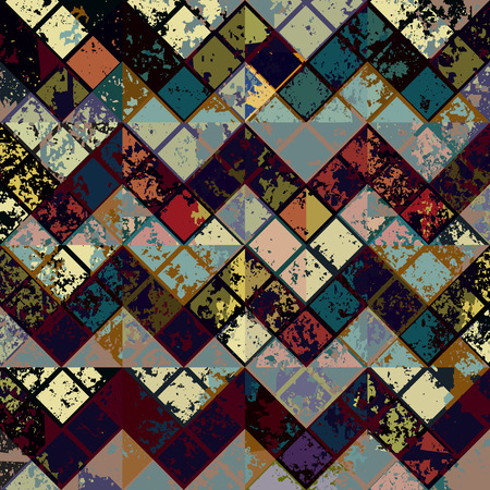 Seamless background pattern. Grunge mosaic with chevronsのイラスト素材