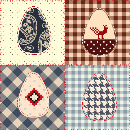 Seamless background pattern.Easter background in patchwork styleのイラスト素材