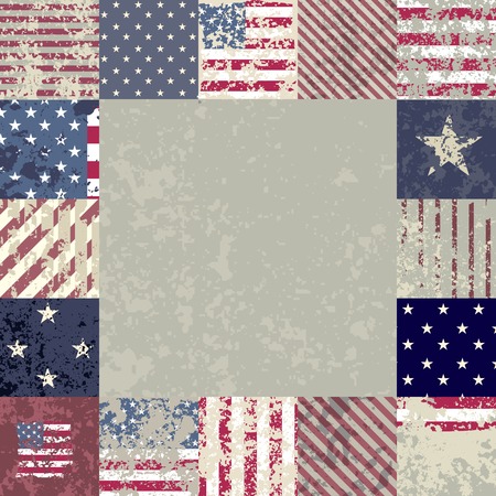 Bordered Background in grunge style, flag of usaのイラスト素材