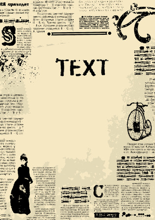 Bordered Background. Imitation of newspaper in retro style.のイラスト素材