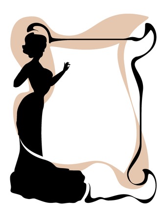 Vertical background with silhouette of a woman in art nouveau style.のイラスト素材
