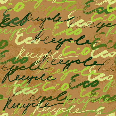 Seamless background pattern. Pattern on original inscriptions Eco and Recycle.のイラスト素材