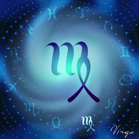 Space spiral with astrological Virgo symbol in center.のイラスト素材