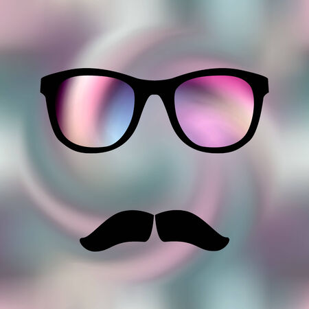 Hipster pink glass on blur spiral background with the moustacheのイラスト素材