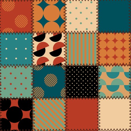 Seamless background pattern. Will tile endlessly. Quilting design in retro geometric style.のイラスト素材