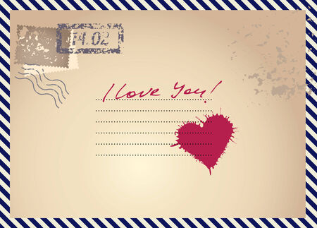 Valentines background, imitation postcar with heart and original inscription.のイラスト素材
