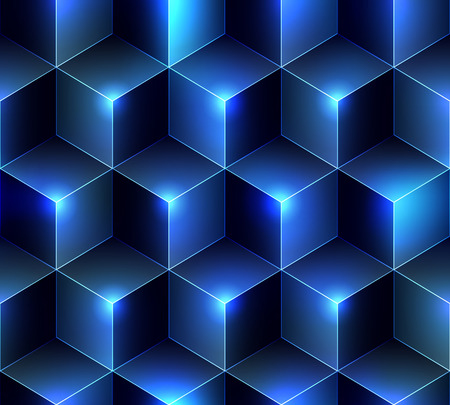Seamless background pattern. Navy blue cubes background.のイラスト素材