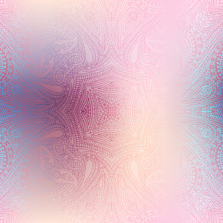 Seamless background pattern. Ornament on pink gradient mesh background.のイラスト素材