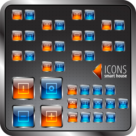 Icons set. Different signs able to turn on and off. May be used fo Smart house system.のイラスト素材