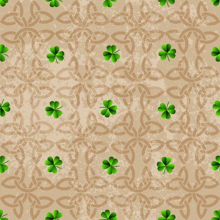 Celtic background with clover. Seamless background pattern.のイラスト素材