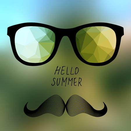 Blurred background Hello summer in hipster style.のイラスト素材