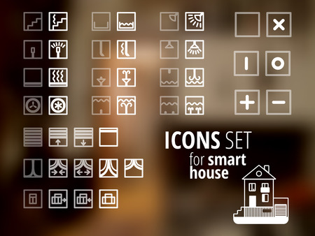 Icons set. Different signs able to turn on and off. May be used fo Smart house system.のイラスト素材