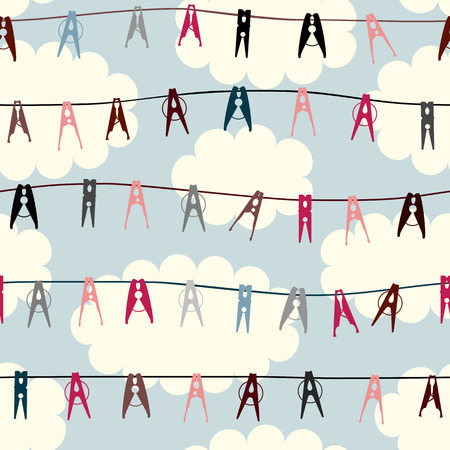 Seamless background pattern. Pattern of clothespins on a sky background.のイラスト素材