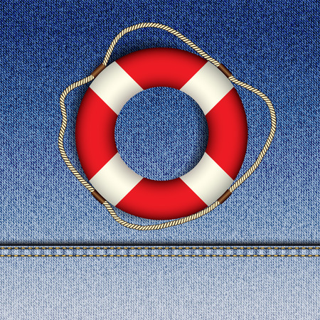 Patchwork of denim fabric in nautical style.のイラスト素材