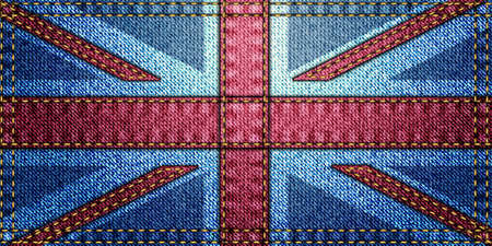 Flag of UK in denim patchwork style