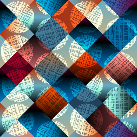 Seamless background pattern. Abstract geometric pattern with grunge circles.のイラスト素材