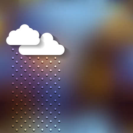 Rain and clouds in cartoon style on blurred background.のイラスト素材