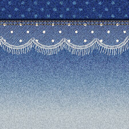 Seamless background pattern. Background of denim fabric with a lace.のイラスト素材