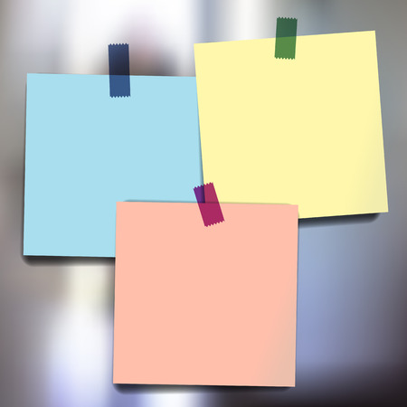 Sticky notes wallpapers on blurred vector backgroundのイラスト素材