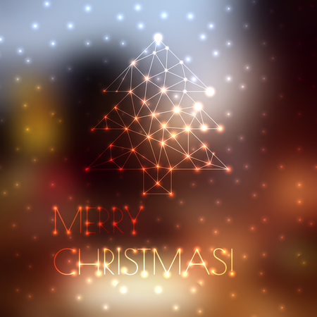 Christmas tree on blurred background with snowfall.のイラスト素材