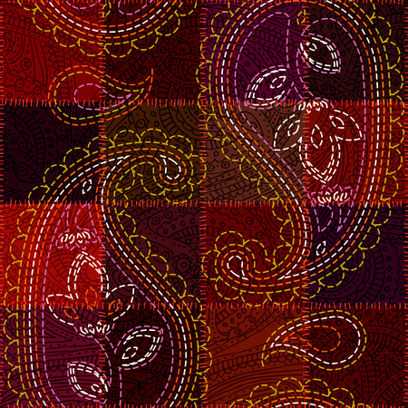 Seamless background pattern. Patchwork of denim fabric in nautical styleのイラスト素材