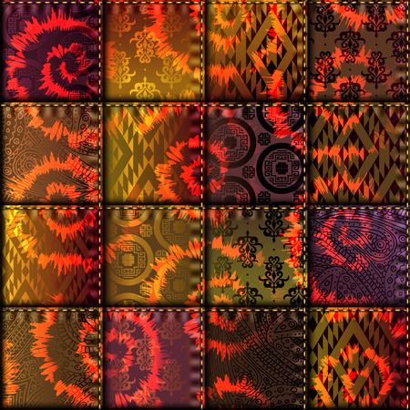 Seamless background pattern. Patchwork in indian ethnic style.のイラスト素材