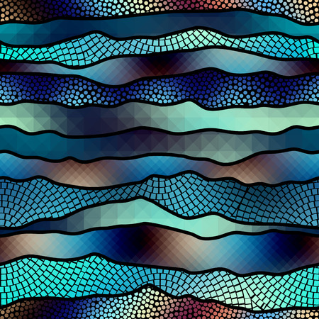 Seamless background pattern. Abstract mosaic wavy pattern.のイラスト素材