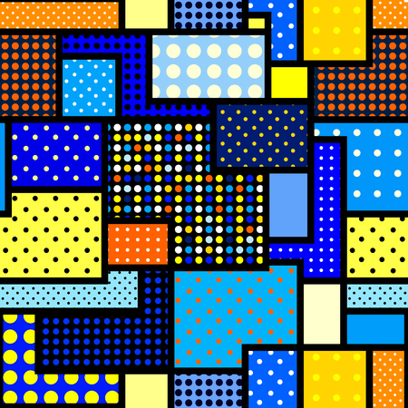 Seamless background pattern. Geometric pattern in patchwork style and bright colors.のイラスト素材