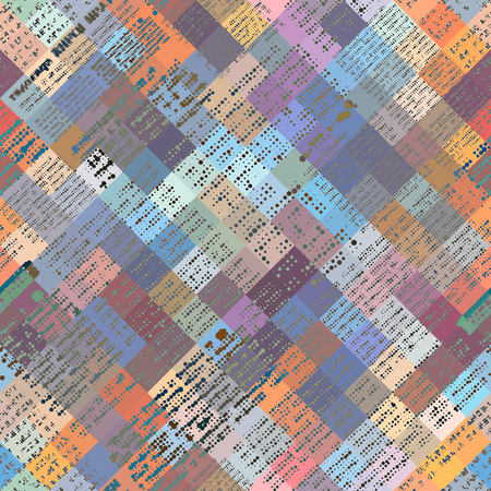 Imitation of newspaper background with pixels geometric effect. Seamless pattern.
