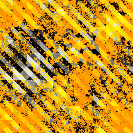 Seamless background pattern. Abstract geometric pattern with grunge elements. Yellow line on black background.のイラスト素材