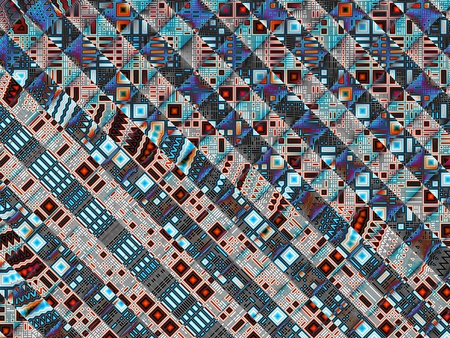 Fractal artwork for creative design. Diagonal geometric background in a patchwork style.