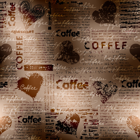 Seamless background pattern. Coffee pattern on a blurred background.のイラスト素材