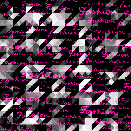 Seamless background pattern. Hounds-tooth pattern with the Fashion word lettering.
