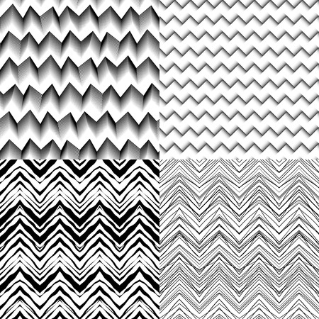 Set of four seamless patterns . Geometric chevron patterns.のイラスト素材