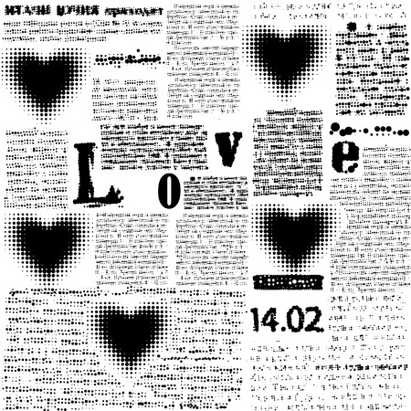 Halftone hearts newspapersのイラスト素材