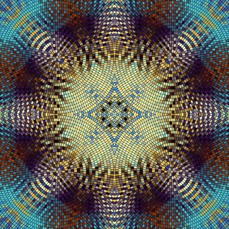 Seamless background pattern. Decorative symmetric mosaic pattern.
