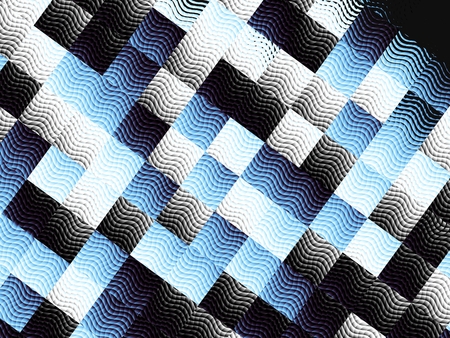 Abstract futuristic geometric image. Horizontal blue geometric background in pixel art style.