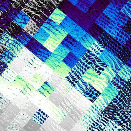 Abstract futuristic geometric image. Square blue geometric background in pixel art style.