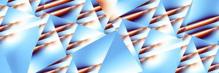 Abstract image 3:1 aspect ratio in futuristic technology style. Horizontal blue geometric...