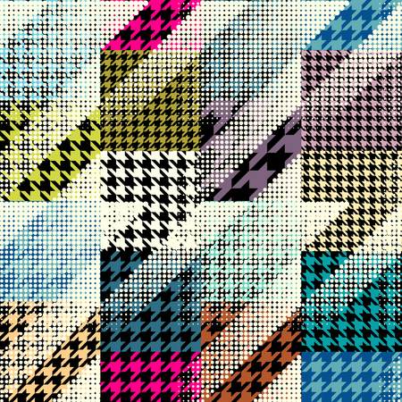 Seamless background pattern. Geometrical Hounds-tooth pattern in patchwork style.のイラスト素材