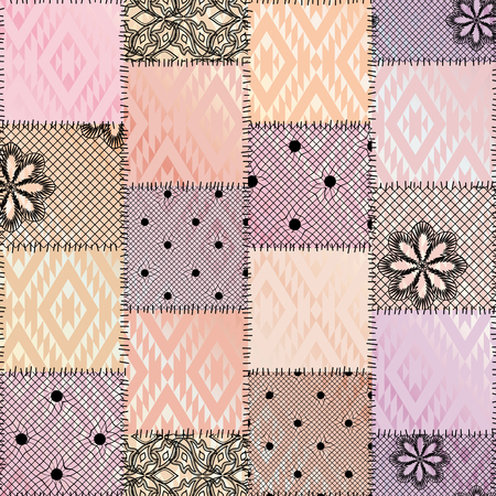 Seamless background pattern. Geometric patchwork pattern of a squares.のイラスト素材