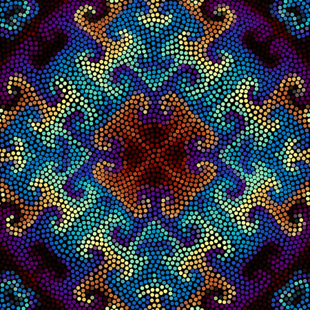 Irregular dots pattern. Seamless background. Mosaic art tile of small dots. Random circles.のイラスト素材