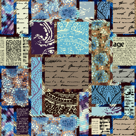 Seamless background. Geometric abstract pattern of rectangles in scrapbook style.のイラスト素材