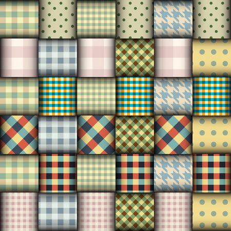 Imitation of geometric patchwork pattern. Interweaving ribbons. Seamless vector background.のイラスト素材