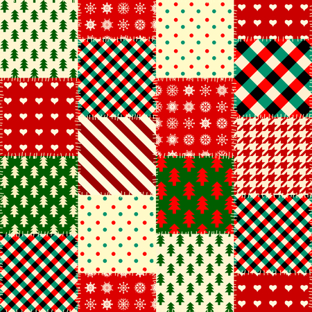 Seamless Christmas background in patchwork style.のイラスト素材