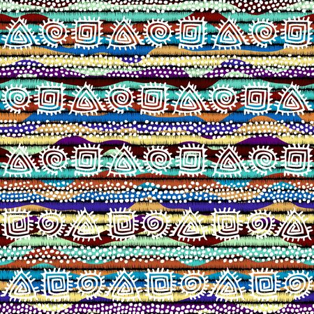 Ethnic boho seamless pattern in african style on colorful gradient background. Tribal art print. Irregular polka dots pattern.のイラスト素材