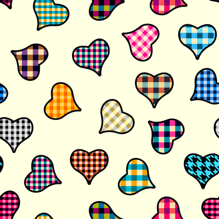 Seamless background pattern. Hearts pattern in a patchwork style.のイラスト素材